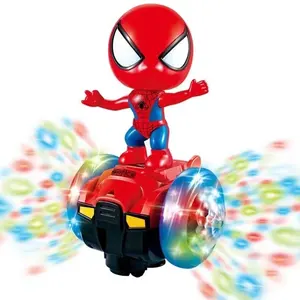 厂家批发蜘蛛侠音乐灯光舞蹈玩具圣诞超级英雄机器人电动玩具