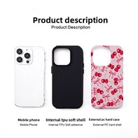 Coque de téléphone portable magnétique 2-en-1 style Ins avec motif cerise et transfert thermique, design antichoc double couche pour iPhone 17