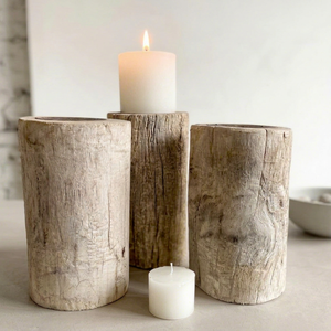 Porte-bougie cylindrique en bois fait main, écologique, décoration intérieure et extérieure - Product Image 3