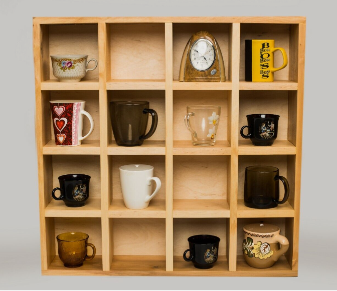 Espositore Per Tazze In Bambù A Doppio Strato, Porta Spezie Da Scrivania, Salvaspazio E Minimal, Taglia L 35x18x27 Cm