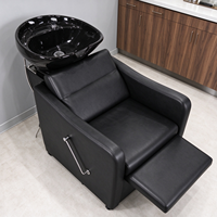 Fauteuil de lavage moderne en cuir et métal pour salons, hôtels, salons de coiffure, salles de séjour et salles de bain - Réglable, durable et facile à nettoyer