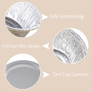 Small 4OZ Disposable Aluminium Baking Cupcake Containers Aluminum Foil Pudding <strong>Pans</strong> Cups <strong>with</strong> <strong>Lids</strong> - Product Image 4