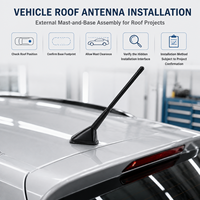 Angled Detachable-Mast Roof Aerial Assembly Angled-Mast Automotive Roof Aerial Assembly Set on a Low-Profile Geometric Base