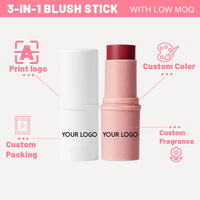 OEM 14 Warna Bentuk Bulat Single Face Cream Blush Stick Vegan Dengan Logo Anda, Saku, Travel, Grosir, Makeup Blush Vegan