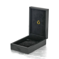 Boîte à bijoux de luxe personnalisée, noire mate, rigide, à fermeture magnétique, avec logo en feuille d'or, haut de gamme