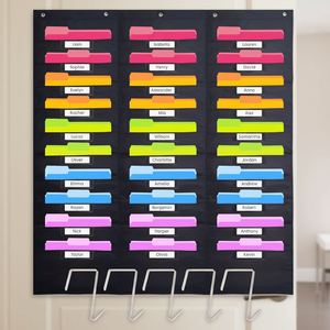 30-Pocket 600D Oxford File Pocket Chart, Over Door Hanging Organizer for Files & Magazines, Wall Storage for Classroom Office - Product Image 1