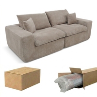 Canapé sectionnel extensible économique en boîte, emballé sous vide, tissu anti-taches, mousse à rebond rapide, couleurs personnalisables, pour location et maison