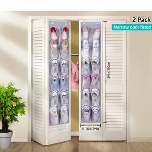 12-Grid Large Mesh Pocket Behind the Door Shoe Rack <b>Narrow</b> Door Shoes Container - Product Image 4