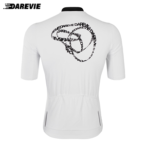 Darevie Cycling Jersey Men White Short Sleeve High Elastic Tight Pro Fabric Road <strong>Mountain</strong> <strong>Bike</strong> <strong>Top</strong> Quick Dry - Product Image 3
