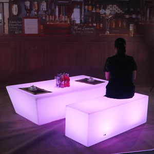 Mesa de centro KTV Bar brillante, juego de té al aire libre para patio exterior para bares transparentes y comedor con sofá cómodo - Product Image 3