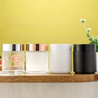 Bouteilles cosmétiques 200 ml pour crème corporelle, pots en PET transparents noirs et blancs pour bougies 200 g avec couvercle métallique noir et or rose, échantillon gratuit, décalcomanie offerte