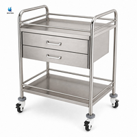 Chariot médical en acier inoxydable BT-SIT045, chariot utilitaire pour traitement, chariot à instruments d'hôpital, 2 niveaux avec roues, CE