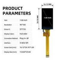 Schermo LCD TFT da 1,06 Pollici 96RGBx160 4 Fili SPI ST7735 Modulo Display Industriale Normalmente Nero 262K Colori