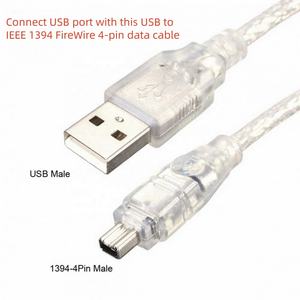 Cable de Datos Premium de 150 cm IEEE-1394 <span class=keywords><strong>Firewire</strong></span> a <span class=keywords><strong>USB</strong></span>, Conector ILink Macho de 4 Pines a <span class=keywords><strong>USB</strong></span> 2.0, con Revestimiento de PVC y Par Trenzado para Cámara y PC - Product Image 1