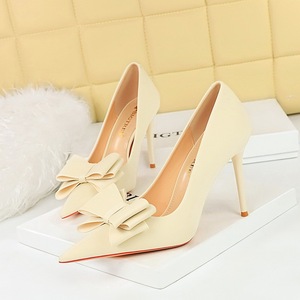 Designer Women's Wedding Pumps 2025 Silk Bow Shoes Female Sweet Stiletto <b>Heels</b> for Ladies - Product Image 6