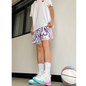 Men's New Trend High Waist Quick-Drying Double <b>Layer</b> Basketball & Running Shorts Breathable Anti-Wrinkle Made Polyester American - Product Image 6