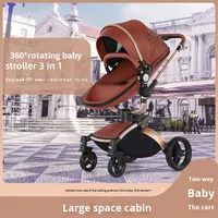 Poussette pour bébé Design à haute vue bidirectionnel Rotation à 360 degrés Peut s'asseoir Couché Pliable Absorbant les chocs Coquille d'oeuf Oxford
