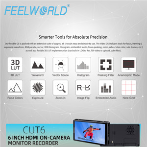 Monitor de campo de cámara FEELWORLD CUT6 DSLR, FHD IPS de 6 pulgadas, entrada HDMI 4K, pantalla táctil, descuento por pedido a granel - Product Image 4
