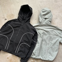 Veste de course à capuche personnalisée avec fermeture éclair, broderie, passepoil réfléchissant, imperméable et respirante, pour le printemps, style Techwear, pour la gym et le fitness