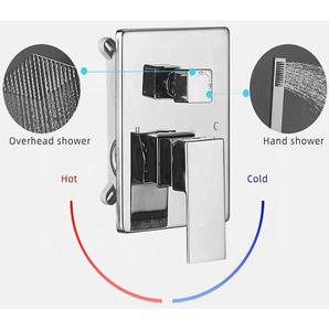 Ensemble de <span class=keywords><strong>douche</strong></span> encastré moderne chromé pour salle de bain, mitigeur monocommande, pommeau de <span class=keywords><strong>douche</strong></span> mural effet pluie avec fonction pause, idéal appartement et hôtel - Product Image 3