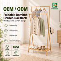 CHOMECO Porte-manteau pliable en bambou, gain de place, vente en gros, support de vêtements fin pour entrée/coin, assemblage rapide, fournisseur OEM