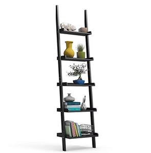 Mdf Wood Home Folding 4 to 5-tier <strong>Leaning</strong> <strong>Ladder</strong> Book <strong>Shelf</strong> Corner Storage <strong>Shelf</strong> - Product Image 1