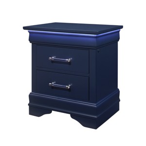 Charleston <b>Blue</b> Nightstand With Led Lighting 2 Drawer Storage <b>Bedside</b> <b>Table</b> - Product Image 2