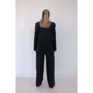 Modern Women's Black Striped <b>Jumpsuit</b> High Waist <b>Wide</b> <b>Leg</b> <b>Casual</b> Office Wear - Product Image 4