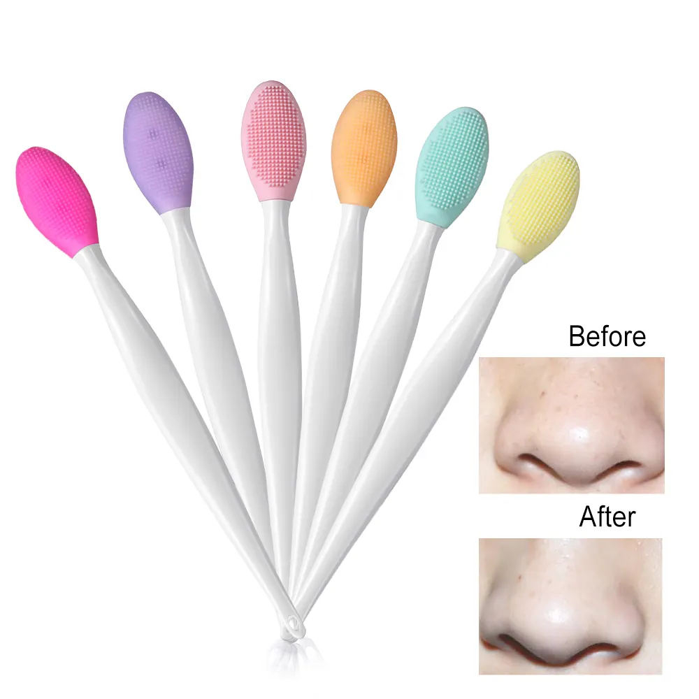 2021OEM Soft Double-Sided Silicone Lip Scrub Massager Exfoliating Nose Clean Blackhead Removal Facial Cleansing Brush