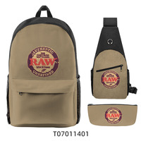 Ensemble de 3 sacs à dos multifonctionnels personnalisés avec logo, style Backwoods, pour fournitures scolaires, avec sac de rangement – Offre spéciale