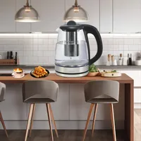 Ketel elektrik Tiongkok teko kaca 1,8l teko kaca ketel air cepat ketel biru LED cerdas