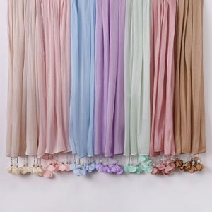 Chal de Seda Satinado Brillante al por Mayor de Sharut, Chal de Seda Arrugada con Brillo, Semalam Selene, Transpirable, para Mujeres Musulmanas, Hiyab con <span class=keywords><strong>Flores</strong></span> - Product Image 6