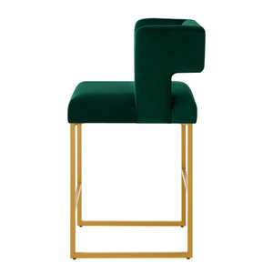 Modernos Taburetes de Bar Ajustables de Terciopelo con Respaldo Cuadrado Abierto, Juego de 2, Versátiles para Comedor y Dormitorio - Product Image 5