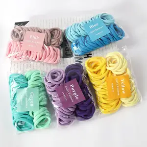 Korean Style 50pcs Pack Girl Candy Color Towel Hair Ring Band Seamless Child Rubber Scrunchies Band Hair Accessories