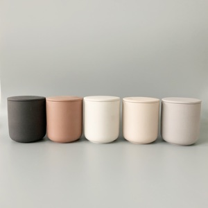 cheap nordic empty unique design 12oz 9oz matte ceramic empty candle container jar holder vessels with lid