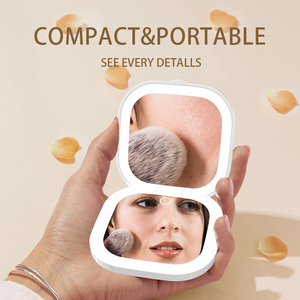 M26 Tùy Chỉnh Cá Nhân Tím Nhỏ Gọn Gương Với Ánh Sáng Cầm Tay LED Magnifying USB Điều Khiển Cảm Ứng Trang Điểm Gương - Product Image 5