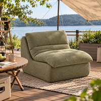 Canapé compact vert en chenille, une place, dossier ergonomique profilé, rembourrage moelleux, base antidérapante, emballage sous vide compressé