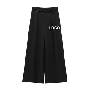 Pantaloni alla caviglia da donna ad alto elastico Vintage pantaloni <span class=keywords><strong>larghi</strong></span> a vita media Casual con Design Chiffon primaverile per il massimo Comfort - Product Image 1