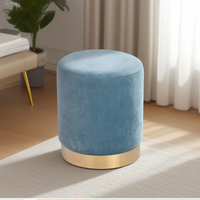 CARLFORD tabourets pouf contemporains en velours doré à base métallique Pouf durable repose-pieds en tissu assis chaise de loisirs chambre maison hôtel