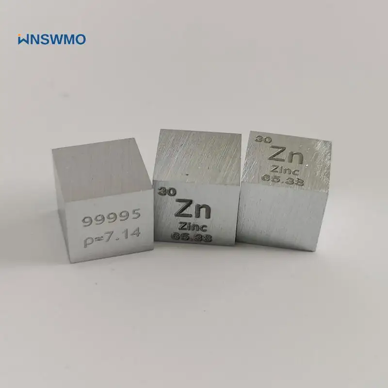 high quality pure 10mm Zinc Metal Cube Zn cubic Engraved Periodic Table