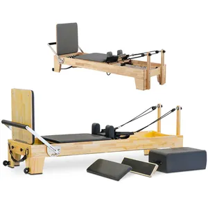 Di alta qualità in legno di quercia Pilates Reformer palestra attrezzature per il Fitness Pilates Reformer