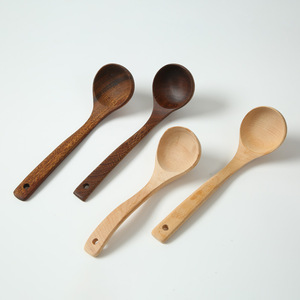 Wooden Soup Ladle Beechwood Long Handle Handmade Serving Spoon For Soup Porridge Hot <b>Pot</b> - Product Image 1