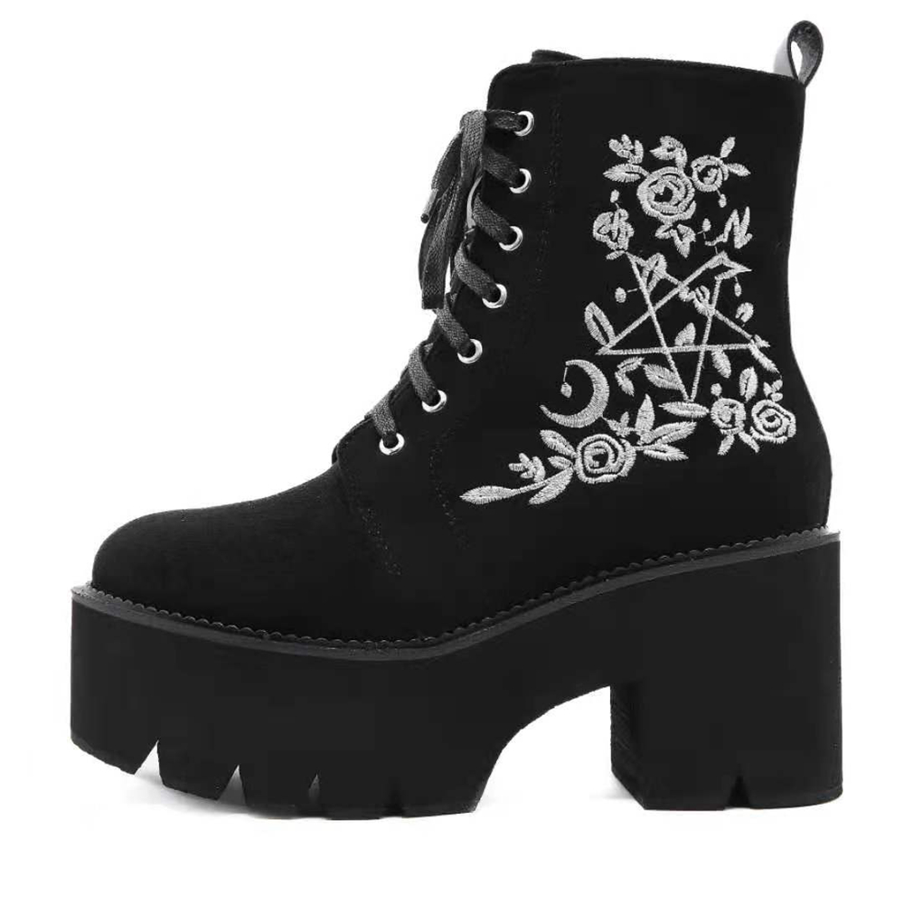 Amazon.com: Charmstep Botines góticos punk gruesos con plataforma de  combate y tacón de bloque para mujer : Ropa, Zapatos y Joyería