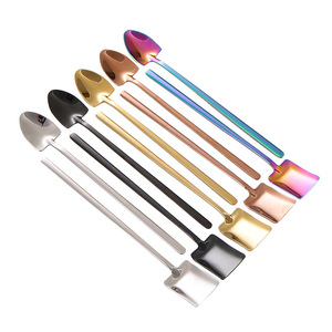 304 Stainless Steel Long Handle Square Head <b>Spoon</b> Shovel Creative Ice <b>Spoon</b> For Bars <b>Coffee</b> Stirring Seasoning <b>Spoon</b> - Product Image 5