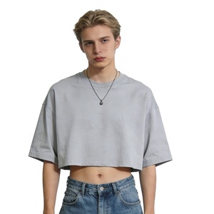 Crop Top da Uomo con Logo Personalizzato, Vestibilità Ampia, Casual, 100% Stile Vintage, Streetwear, <span class=keywords><strong>Moda</strong></span> Y2K, Sportivo - Product Image 1