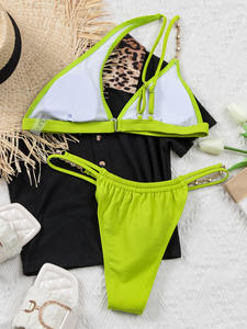 2025 une épaule <span class=keywords><strong>vert</strong></span> Micro string Bikini pour femmes Sexy cristal chaîne et <span class=keywords><strong>maillot</strong></span> de bain à paillettes avec jambe haute coupe <span class=keywords><strong>maillot</strong></span> de bain - Product Image 4