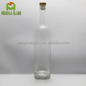 Empty 75cl 750ml clear flint glass wine bottle liquor vodka spirits alcohol glass bottle packing with T cork wholesale