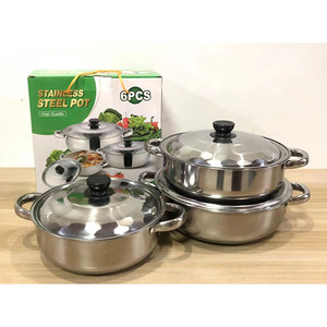 Thép Không Gỉ Súp Đồ Nấu Nướng Bộ Cổ Phiếu Chậu Vòng Nấu Ăn Nồi Với Nắp Súp Chậu Bộ <span class=keywords><strong>3</strong></span> 22/24/26Cm - Product Image 1