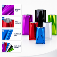 Sachets plats personnalisés en gros, imprimés, brillants, colorés, en PE et feuille d'aluminium, thermoscellables, anti-odeur, petits emballages de poche