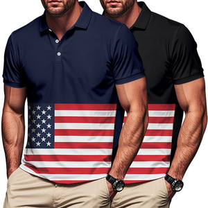 Stile americano estate nuova <span class=keywords><strong>Polo</strong></span> da uomo sottile ad asciugatura rapida per il giorno dell'indipendenza Casual stampata con risvolto traspirante a maniche corte in S - Product Image 4